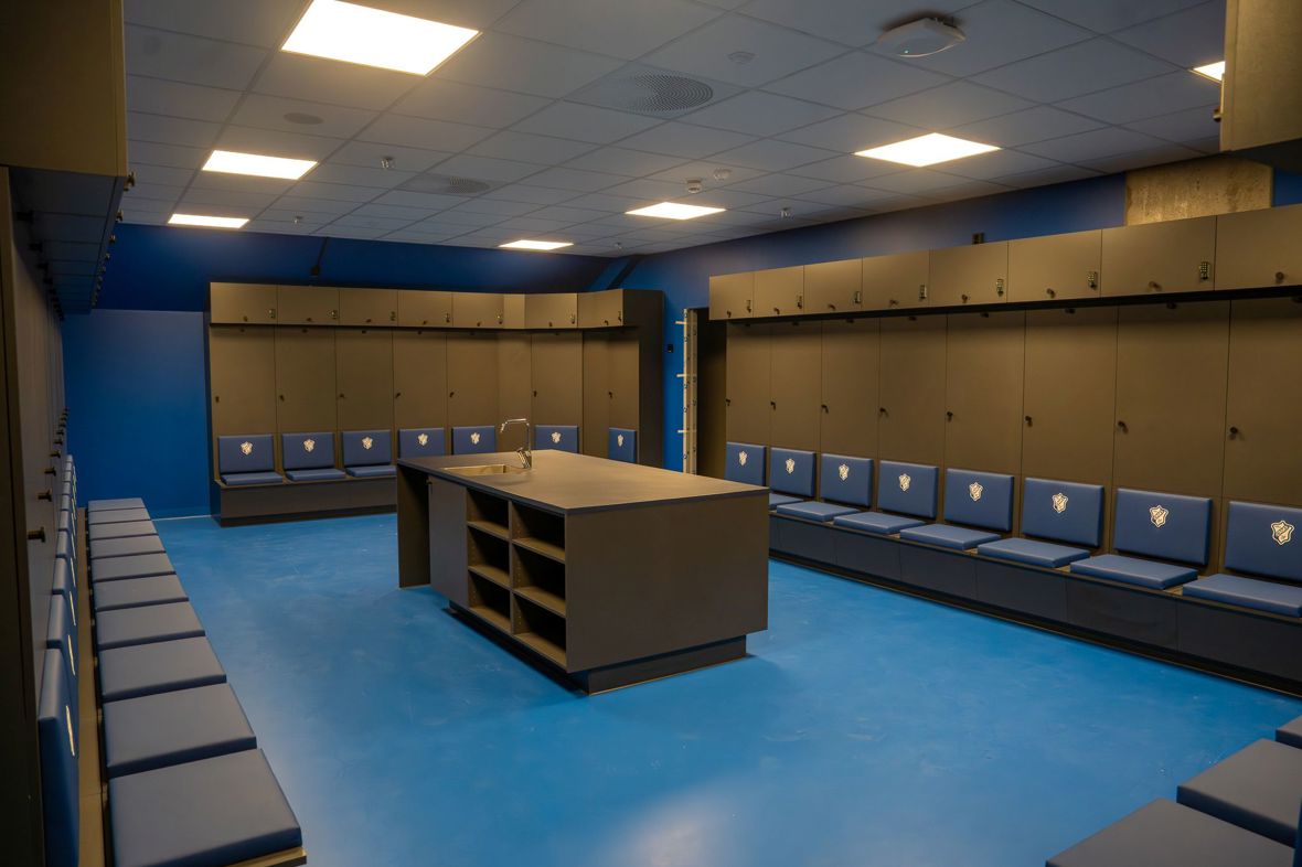 Garderoben til Stabæk Fotball.